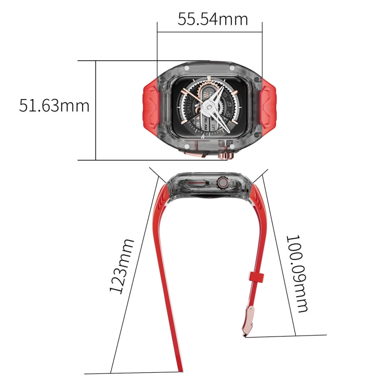 For Apple Watch SE 2022 44mm Modified PC Hybrid TPU Watch Case Band(Red Clear Black) - free shipping - PMc TechLife - Order now!