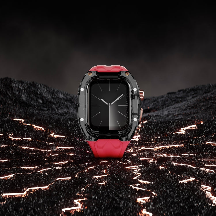 For Apple Watch SE 2022 44mm Modified PC Hybrid TPU Watch Case Band(Red Clear Black) - free shipping - PMc TechLife - Order now!