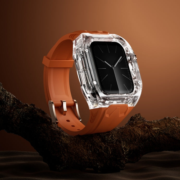 For Apple Watch Series 7 45mm Modified PC Hybrid TPU Watch Case Band(Orange Transparent) - free shipping - PMc TechLife - Order now!