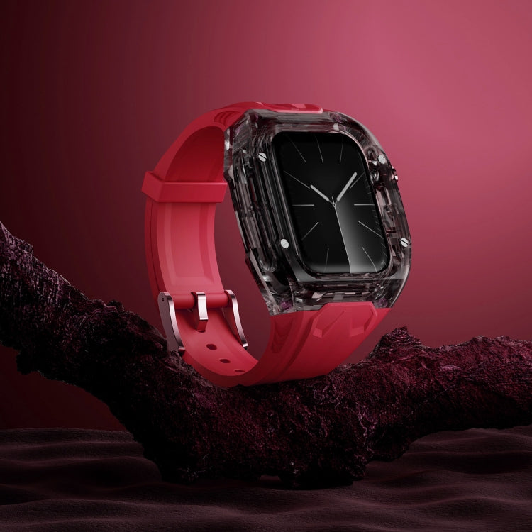 For Apple Watch Series 7 45mm Modified PC Hybrid TPU Watch Case Band(Red Clear Black) - Watch Cases by PMc TechLife | Online Shopping South Africa | PMc TechLife | Buy Now Pay Later Mobicred