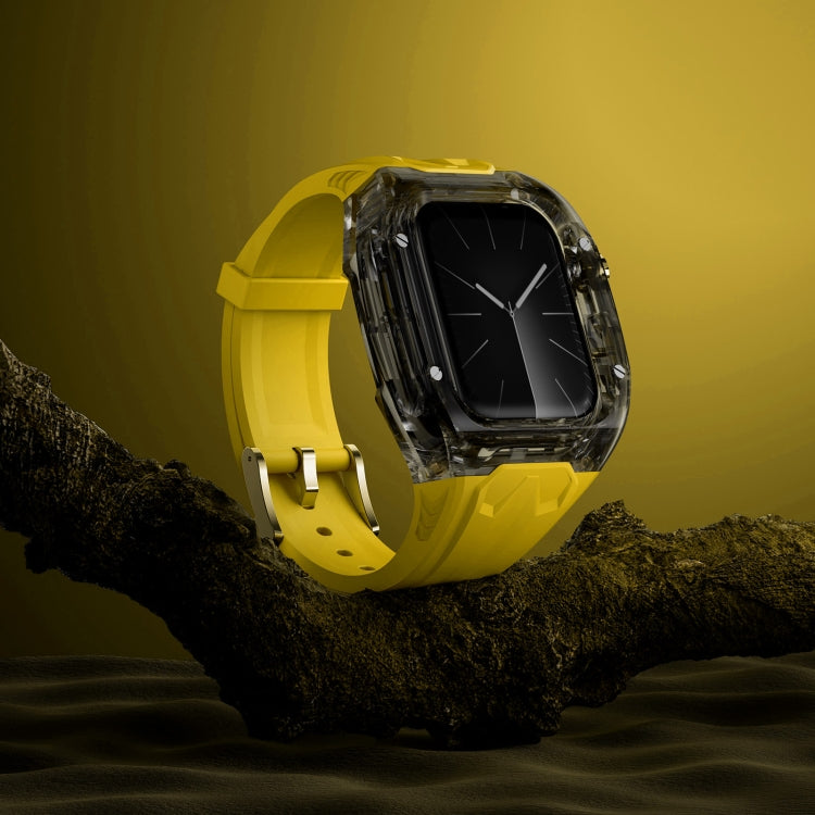 For Apple Watch Series 7 45mm Modified PC Hybrid TPU Watch Case Band(Yellow Clear Black) - Watch Cases by PMc TechLife | Online Shopping South Africa | PMc TechLife | Buy Now Pay Later Mobicred