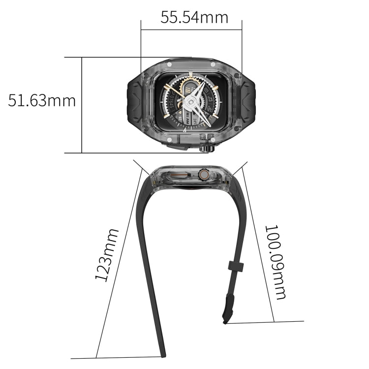 For Apple Watch Series 6 44mm Modified PC Hybrid TPU Watch Case Band(Black Clear Black) - free shipping - PMc TechLife - Order now!