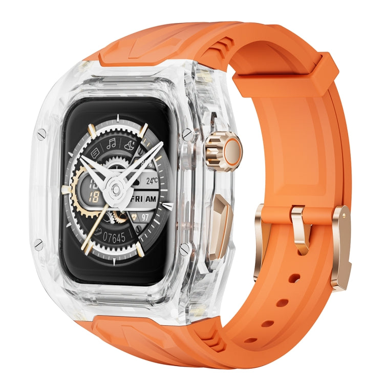 For Apple Watch Series 6 44mm Modified PC Hybrid TPU Watch Case Band(Orange Transparent) - Watch Cases by PMc TechLife | Online Shopping South Africa | PMc TechLife | Buy Now Pay Later Mobicred