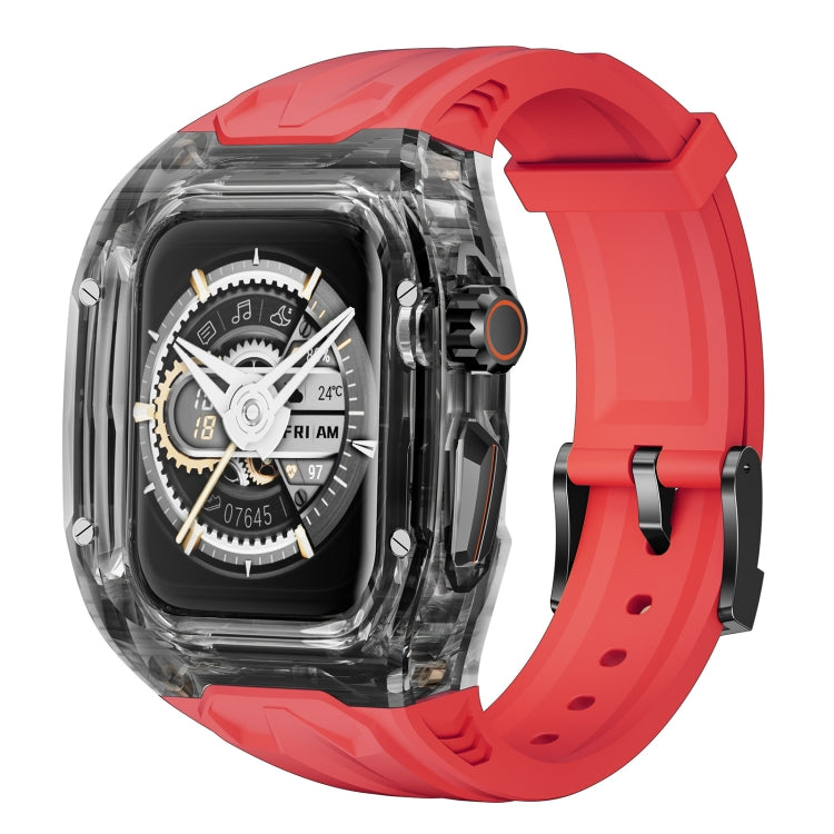 For Apple Watch Series 6 44mm Modified PC Hybrid TPU Watch Case Band(Red Clear Black) - Watch Cases by PMc TechLife | Online Shopping South Africa | PMc TechLife | Buy Now Pay Later Mobicred