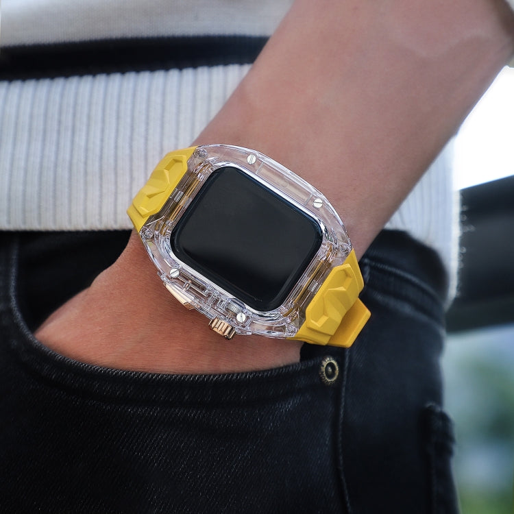 For Apple Watch Series 6 44mm Modified PC Hybrid TPU Watch Case Band(Yellow Clear Black) - free shipping - PMc TechLife - Order now!