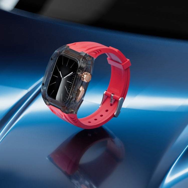 For Apple Watch Series 5 44mm Modified PC Hybrid TPU Watch Case Band(Red Clear Black) - free shipping - PMc TechLife - Order now!