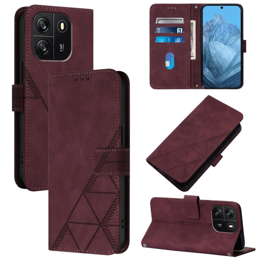 For Blackview Wave 6C Crossbody 3D Embossed Flip Leather Phone Case(Wine Red) - More Brand by PMC Jewellery | Online Shopping South Africa | PMC Jewellery | Buy Now Pay Later Mobicred