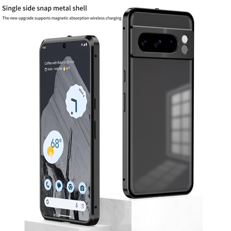 For Google Pixel 8 Pro Snap Buckle Metal Frame Frosted Phone Case(Black) - free shipping - PMC TechLife - Order now!