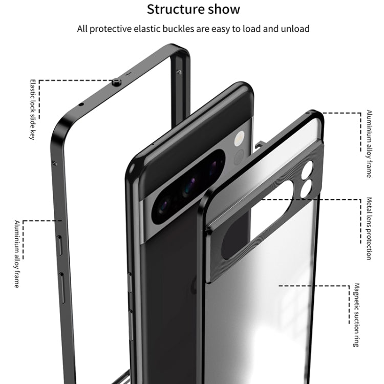 For Google Pixel 7 Pro Snap Buckle Metal Frame Frosted Phone Case(Blue) - Google Cases by PMC TechLife | Online Shopping South Africa | PMC TechLife | Buy Now Pay Later Mobicred