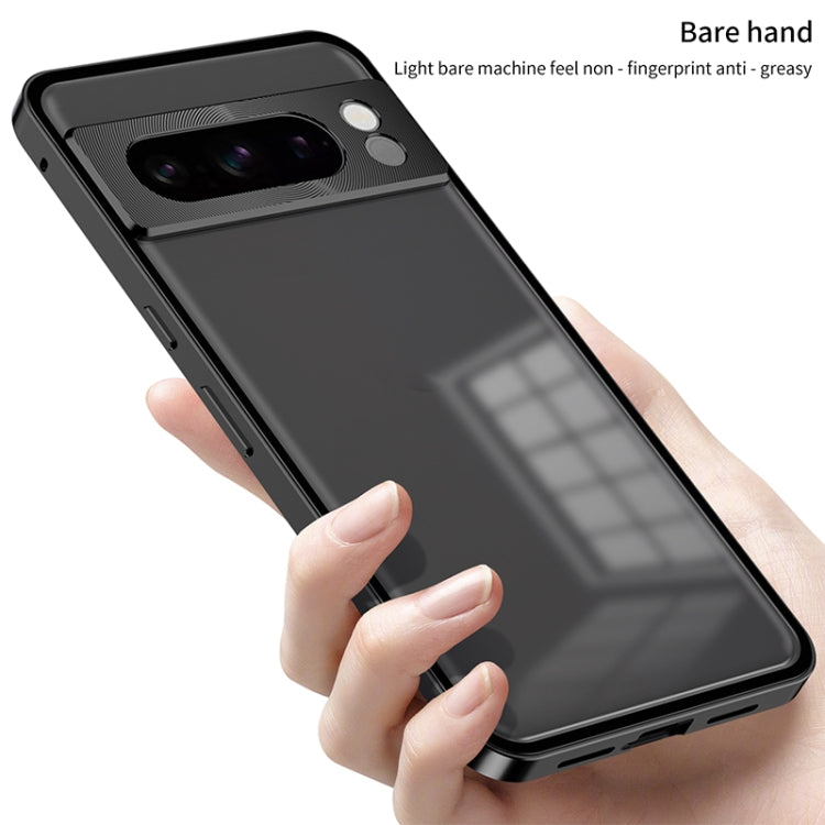 For Google Pixel 8a Snap Buckle Metal Frame Frosted Phone Case(Grey) - Google Cases by PMC TechLife | Online Shopping South Africa | PMC TechLife | Buy Now Pay Later Mobicred