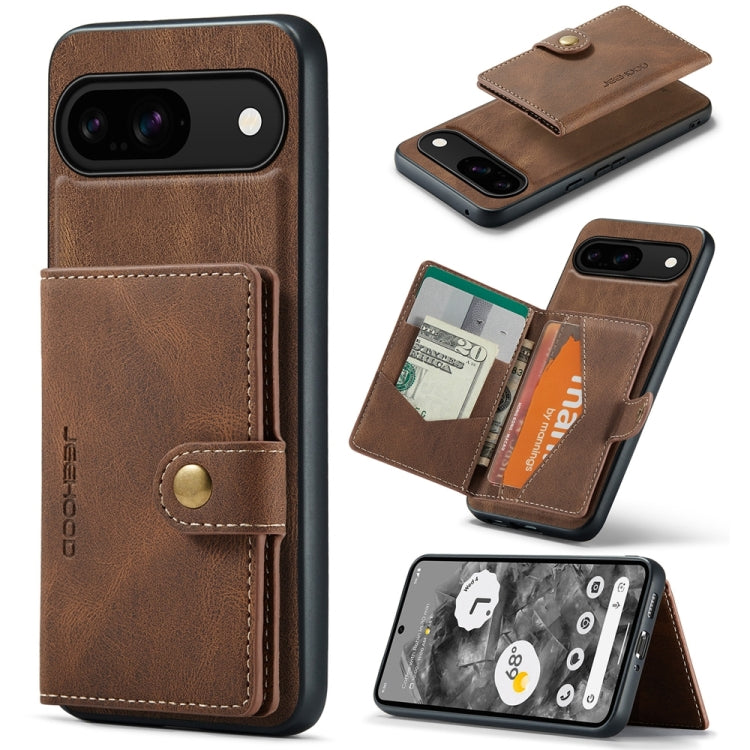 For Google Pixel 9 JEEHOOD J01 Retro Magnetic Detachable Wallet Phone Case(Brown) - Google Cases by JEEHOOD | Online Shopping South Africa | PMC Jewellery | Buy Now Pay Later Mobicred