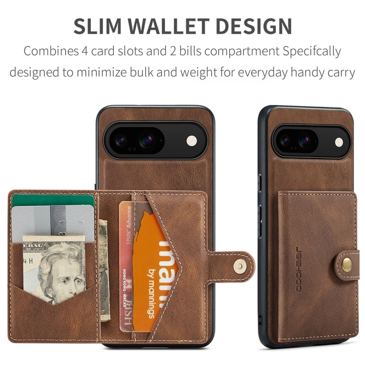 For Google Pixel 9 JEEHOOD J01 Retro Magnetic Detachable Wallet Phone Case(Brown) - Google Cases by JEEHOOD | Online Shopping South Africa | PMC Jewellery | Buy Now Pay Later Mobicred