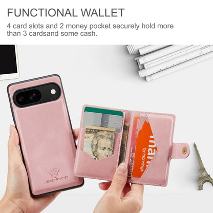 For Google Pixel 9 JEEHOOD J01 Retro Magnetic Detachable Wallet Phone Case(Pink) - Google Cases by JEEHOOD | Online Shopping South Africa | PMC Jewellery | Buy Now Pay Later Mobicred