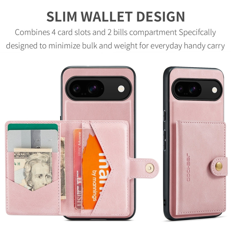 For Google Pixel 9 JEEHOOD J01 Retro Magnetic Detachable Wallet Phone Case(Pink) - Google Cases by JEEHOOD | Online Shopping South Africa | PMC Jewellery | Buy Now Pay Later Mobicred