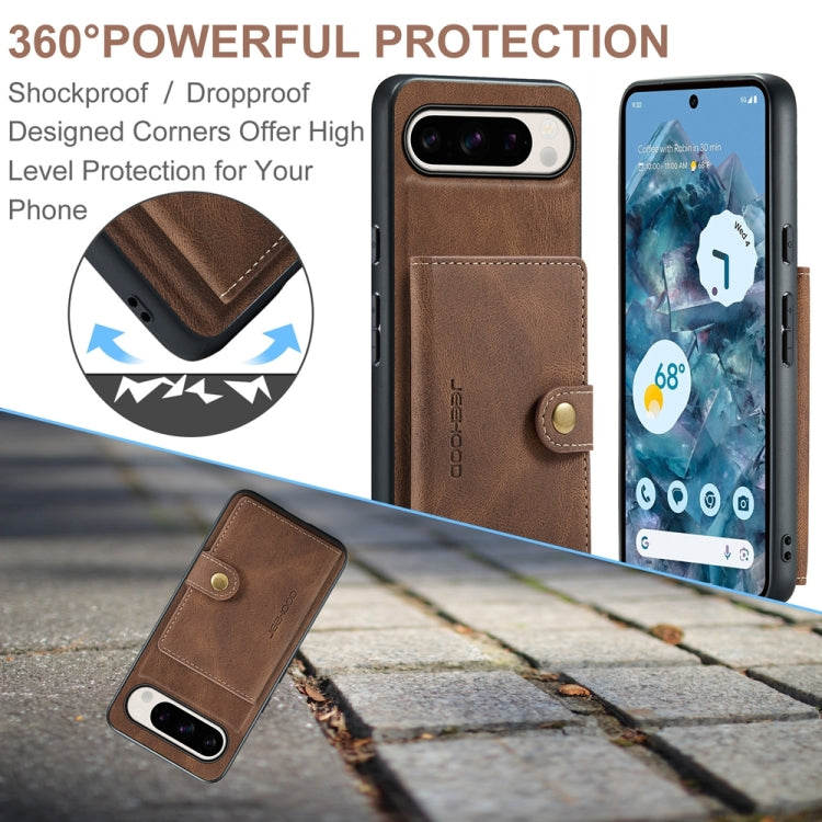 For Google Pixel 9 Pro JEEHOOD J01 Retro Magnetic Detachable Wallet Phone Case(Brown) - Google Cases by JEEHOOD | Online Shopping South Africa | PMC Jewellery | Buy Now Pay Later Mobicred