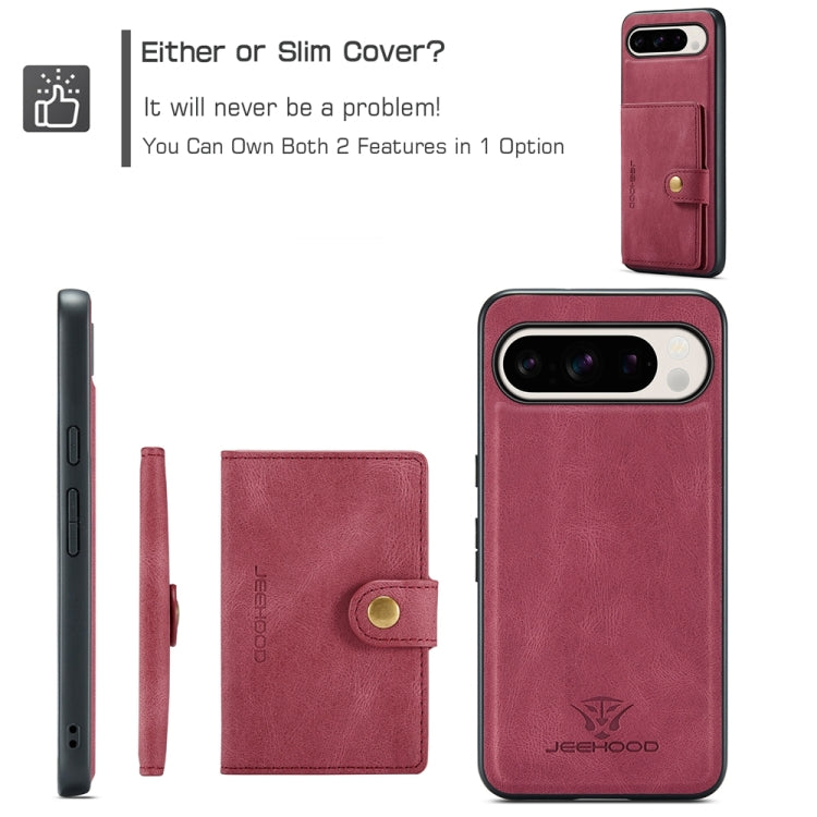 For Google Pixel 9 Pro JEEHOOD J01 Retro Magnetic Detachable Wallet Phone Case(Red) - Google Cases by JEEHOOD | Online Shopping South Africa | PMC Jewellery | Buy Now Pay Later Mobicred