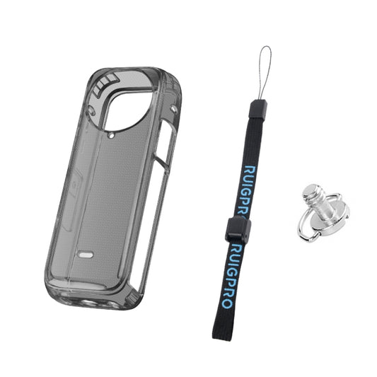 For Insta360 X4 Clear 1.5mm Soft TPU Protective Case With Hand Strap(Clear Black) - Case & Bags by PMC Jewellery | Online Shopping South Africa | PMC Jewellery | Buy Now Pay Later Mobicred