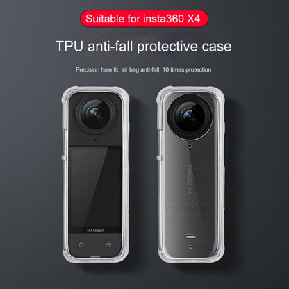 For Insta360 X4 Clear 1.5mm Soft TPU Protective Case With Hand Strap(Clear Black) - Case & Bags by PMC Jewellery | Online Shopping South Africa | PMC Jewellery | Buy Now Pay Later Mobicred