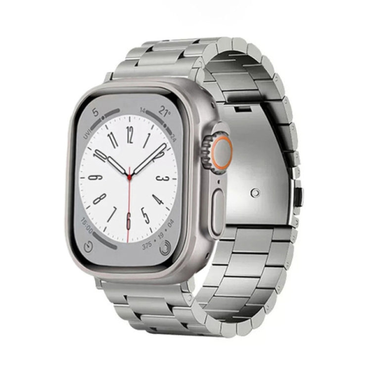 For Apple Watch Series 9 41mm 3-Bead Flat Buckle Titanium Alloy Watch Band(Silver) - free shipping - PMC TechLife - Order now!