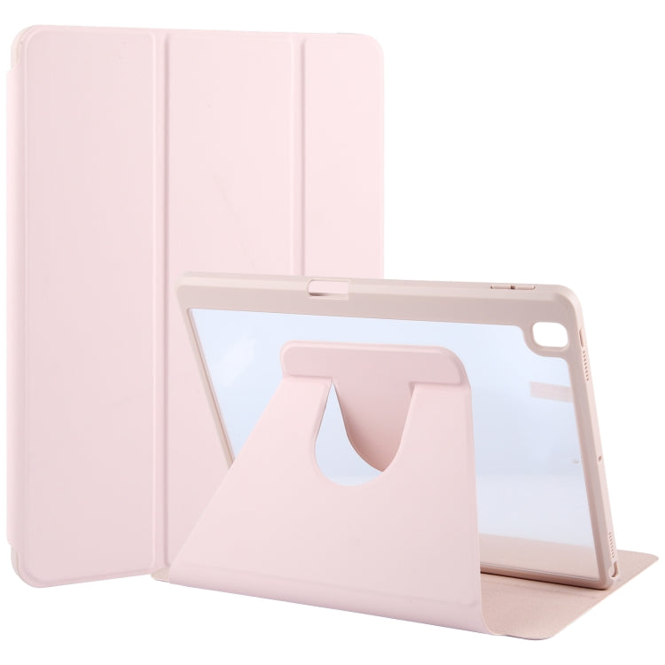 For iPad 10.2 2021 / 2020 / 2019 / Air 3 GEBEI Acrylic TPU 3-folding Rotating Smart Tablet Leather Case withh Pen Slot(Pink) - free shipping - PMc TechLife - Order now!