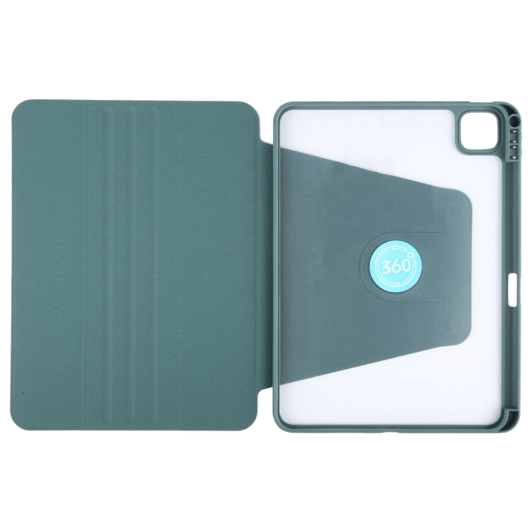 For iPad 2025 / 2022 GEBEI Acrylic TPU 3-folding Rotating Smart Tablet Leather Case withh Pen Slot(Dark Green) - free shipping - PMc TechLife - Order now!