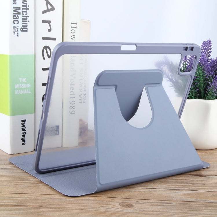 For iPad 2025 / 2022 GEBEI Acrylic TPU 3-folding Rotating Smart Tablet Leather Case withh Pen Slot(Light Purple) - free shipping - PMc TechLife - Order now!