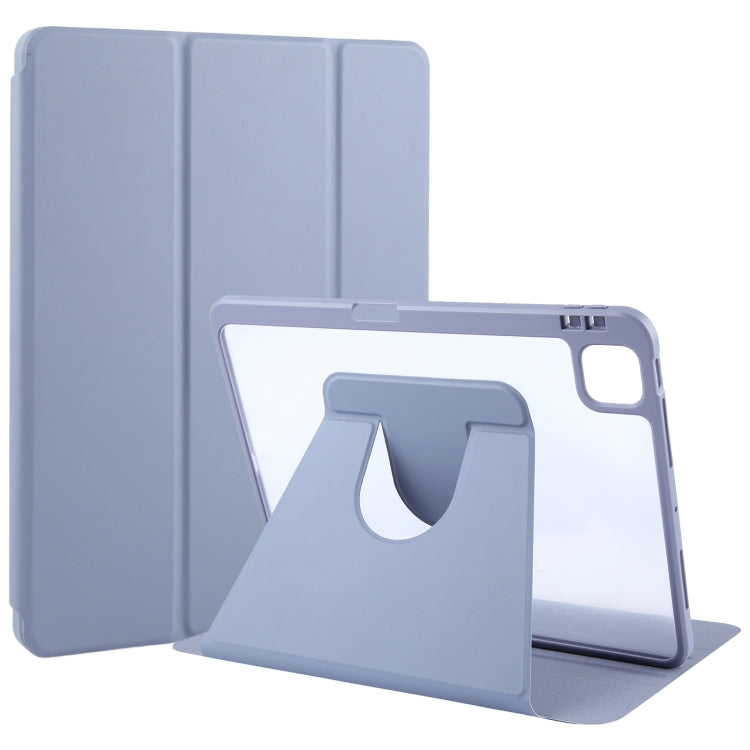 For iPad Pro 11 2022 / 2021 / 2020 GEBEI Acrylic TPU 3-folding Rotating Smart Tablet Leather Case withh Pen Slot(Light Purple) - free shipping - PMc TechLife - Order now!