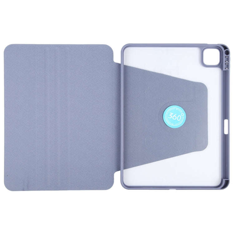 For iPad Pro 11 2022 / 2021 / 2020 GEBEI Acrylic TPU 3-folding Rotating Smart Tablet Leather Case withh Pen Slot(Light Purple) - free shipping - PMc TechLife - Order now!