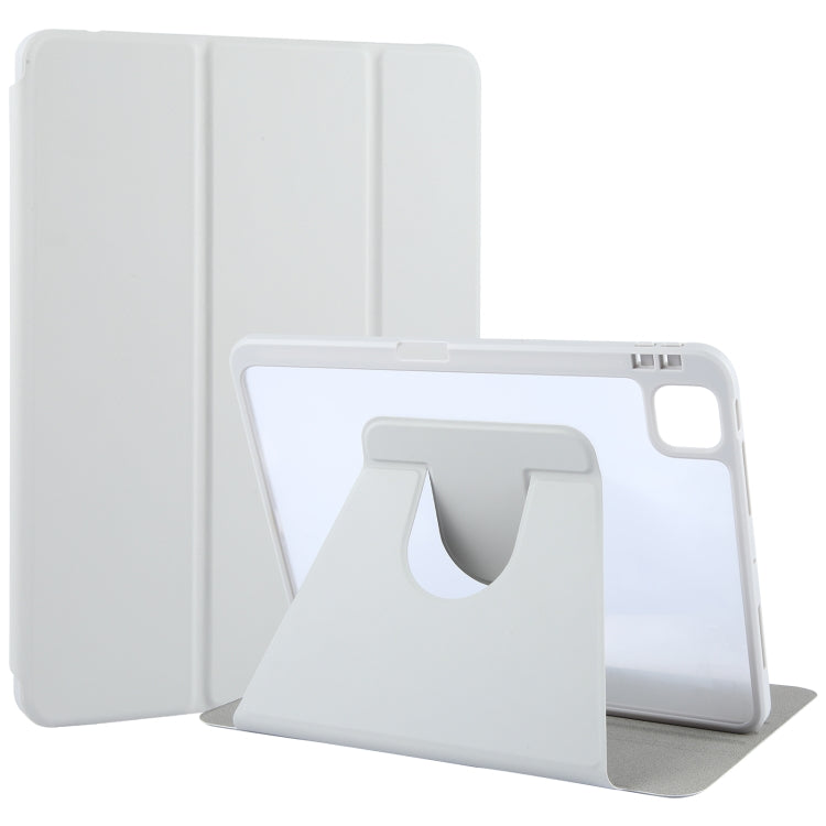 For iPad Pro 11 2022 / 2021 / 2020 GEBEI Acrylic TPU 3-folding Rotating Smart Tablet Leather Case withh Pen Slot(Grey) - free shipping - PMc TechLife - Order now!