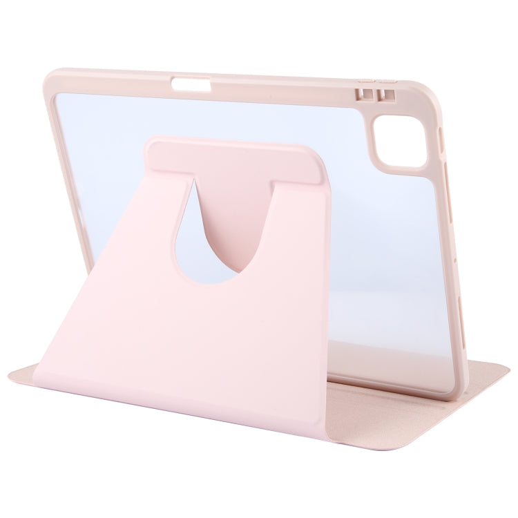 For iPad Air 13 2025 / 2024 GEBEI Acrylic TPU 3-folding Rotating Smart Tablet Leather Case withh Pen Slot(Pink) - free shipping - PMC TechLife - Order now!