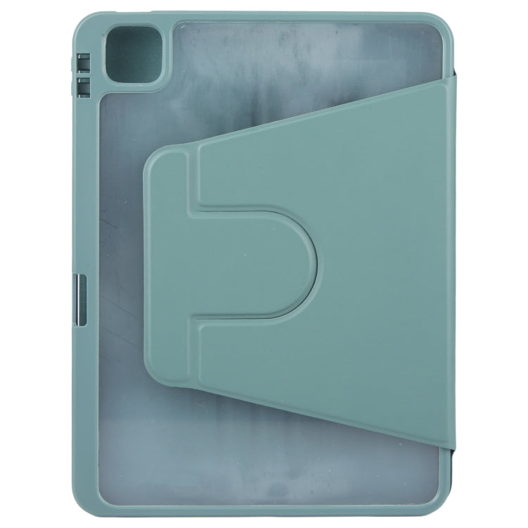 For iPad Pro 12.9 2022 / 2021 / 2020 GEBEI Acrylic TPU 3-folding Rotating Smart Tablet Leather Case withh Pen Slot(Dark Green) - free shipping - PMc TechLife - Order now!