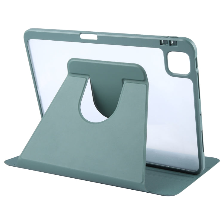 For iPad Pro 12.9 2022 / 2021 / 2020 GEBEI Acrylic TPU 3-folding Rotating Smart Tablet Leather Case withh Pen Slot(Dark Green) - free shipping - PMc TechLife - Order now!