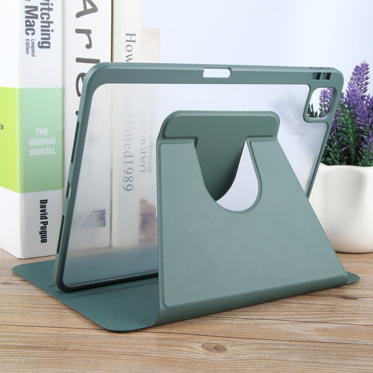 For iPad Pro 12.9 2022 / 2021 / 2020 GEBEI Acrylic TPU 3-folding Rotating Smart Tablet Leather Case withh Pen Slot(Dark Green) - free shipping - PMc TechLife - Order now!
