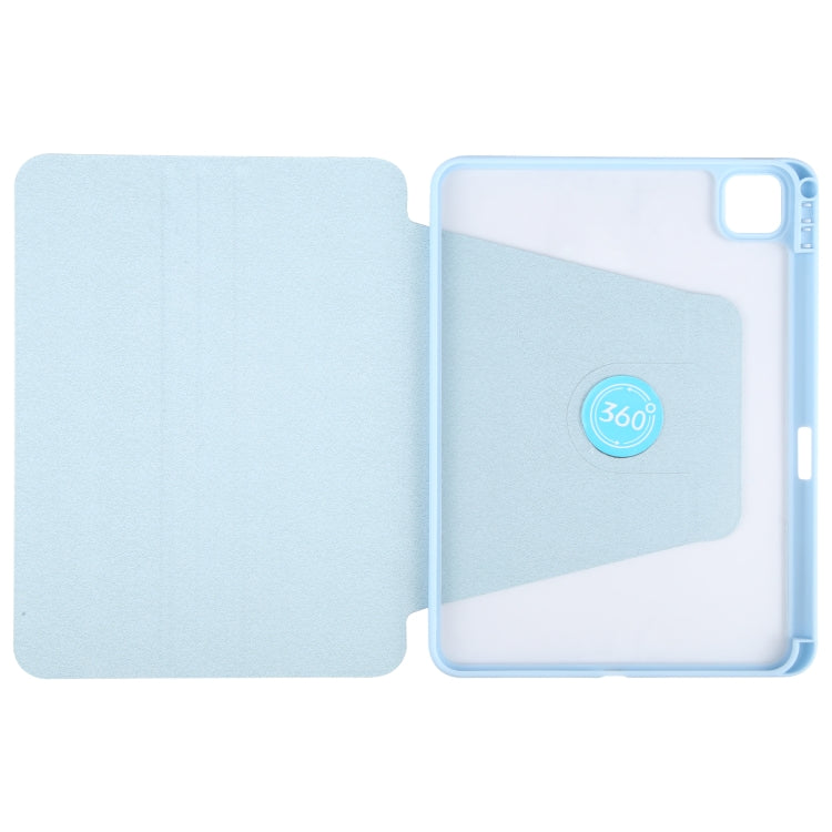 For iPad Pro 12.9 2022 / 2021 / 2020 GEBEI Acrylic TPU 3-folding Rotating Smart Tablet Leather Case withh Pen Slot(Sky Blue) - free shipping - PMc TechLife - Order now!