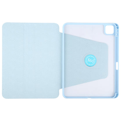 For iPad Pro 11 2024 GEBEI Acrylic TPU 3-folding Rotating Smart Tablet Leather Case withh Pen Slot(Sky Blue) - iPad Pro 11 2024 Cases by GEBEI | Online Shopping South Africa | PMC Jewellery | Buy Now Pay Later Mobicred