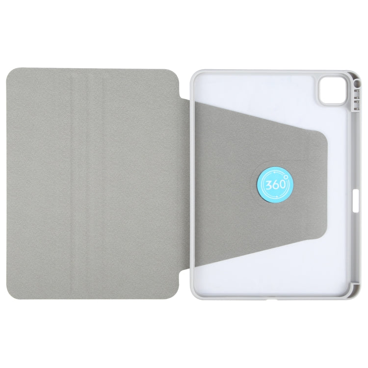For iPad Pro 11 2024 GEBEI Acrylic TPU 3-folding Rotating Smart Tablet Leather Case withh Pen Slot(Grey) - iPad Pro 11 2024 Cases by GEBEI | Online Shopping South Africa | PMC TechLife | Buy Now Pay Later Mobicred