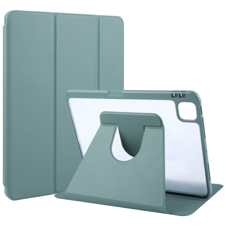 For iPad Pro 13 2024 GEBEI Acrylic TPU 3-folding Rotating Smart Tablet Leather Case withh Pen Slot(Dark Green) - free shipping - PMC TechLife - Order now!