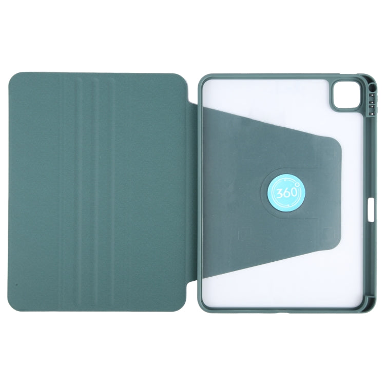 For iPad Pro 13 2024 GEBEI Acrylic TPU 3-folding Rotating Smart Tablet Leather Case withh Pen Slot(Dark Green) - iPad Pro 13 2024 Cases by GEBEI | Online Shopping South Africa | PMC Jewellery | Buy Now Pay Later Mobicred