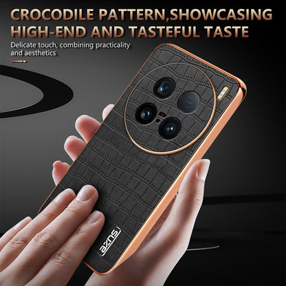 For vivo X100 Ultra AZNS Electroplated Frame Crocodile Texture Full Coverage Phone Case(Black) - vivo Cases by AZNS | Online Shopping South Africa | PMC Jewellery | Buy Now Pay Later Mobicred