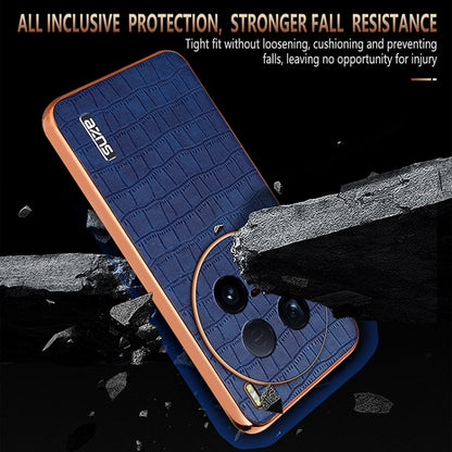 For vivo X100 Ultra AZNS Electroplated Frame Crocodile Texture Full Coverage Phone Case(Brown) - vivo Cases by AZNS | Online Shopping South Africa | PMC Jewellery | Buy Now Pay Later Mobicred