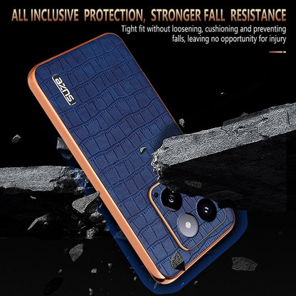 For Xiaomi 14 AZNS Electroplated Frame Crocodile Texture Full Coverage Phone Case(Blue) - 14 Cases by AZNS | Online Shopping South Africa | PMC Jewellery | Buy Now Pay Later Mobicred