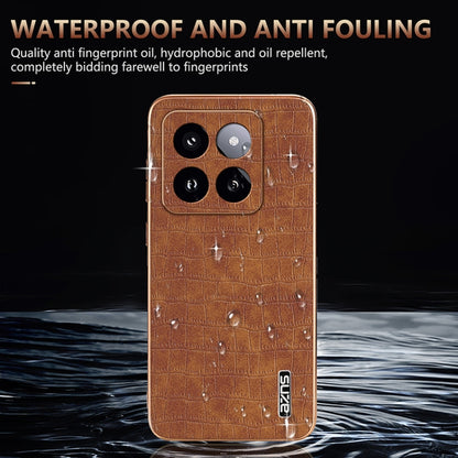 For Xiaomi 14 Pro AZNS Electroplated Frame Crocodile Texture Full Coverage Phone Case(Brown) - 14 Pro Cases by AZNS | Online Shopping South Africa | PMC Jewellery | Buy Now Pay Later Mobicred