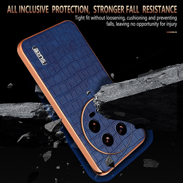 For Xiaomi 14 Ultra AZNS Electroplated Frame Crocodile Texture Full Coverage Phone Case(Black) - 14 Ultra Cases by AZNS | Online Shopping South Africa | PMC Jewellery | Buy Now Pay Later Mobicred