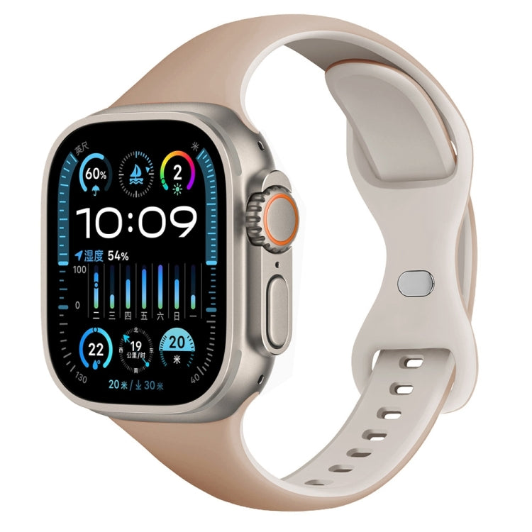 For Apple Watch Ultra 49mm Two Color Slim Butterfly Buckle Silicone Watch Band(Milk Tea Rock White) - free shipping - PMc TechLife - Order now!