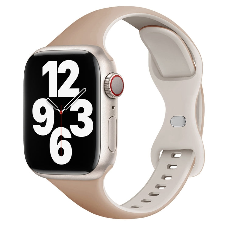 For Apple Watch SE 40mm Two Color Slim Butterfly Buckle Silicone Watch Band(Milk Tea Rock White) - free shipping - PMc TechLife - Order now!