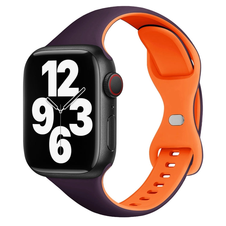 For Apple Watch Series 4 40mm Two Color Slim Butterfly Buckle Silicone Watch Band(Dark Purple Orange) - free shipping - PMc TechLife - Order now!