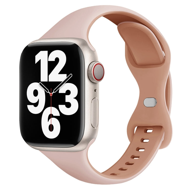 For Apple Watch Series 4 40mm Two Color Slim Butterfly Buckle Silicone Watch Band(Pink Rose Grey) - free shipping - PMc TechLife - Order now!