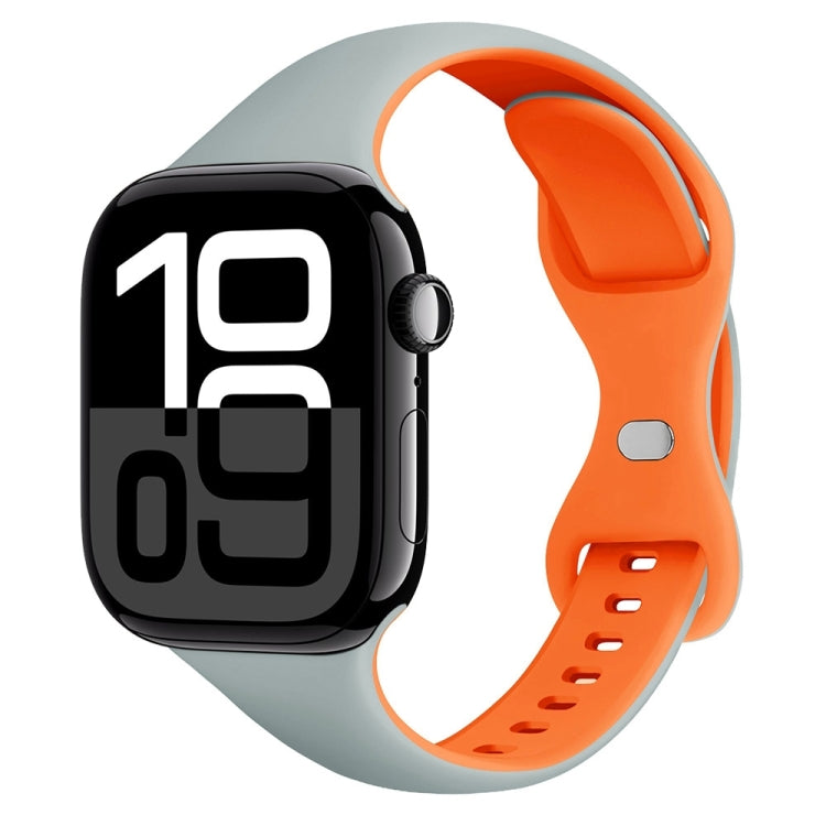 For Apple Watch Series 10 42mm Two Color Slim Butterfly Buckle Silicone Watch Band(Echeveria Blue Orange) - free shipping - PMc TechLife - Order now!