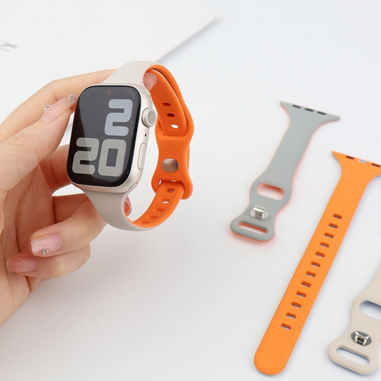 For Apple Watch SE 44mm Two Color Slim Butterfly Buckle Silicone Watch Band(White Fog Blue) - free shipping - PMc TechLife - Order now!