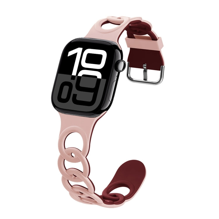 For Apple Watch Series 10 46mm Donut Hollow Silicone Watch Band(Pink Wine Red) - free shipping - PMc TechLife - Order now!